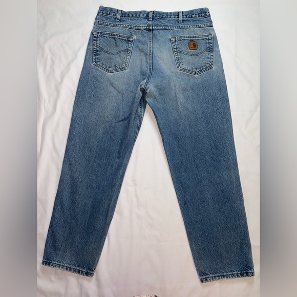 Carhartt Men’s Size 38W 30L Medium Wash Relaxed Fit Straight Leg Jeans - Picture 9 of 9